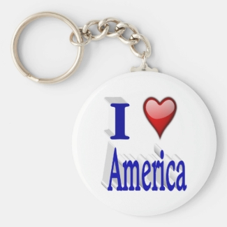 I Heart America 3D Key Chains, Red & Blue