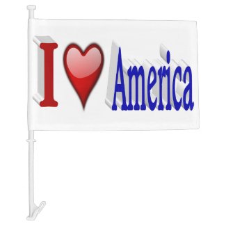 I Heart America 3D Patriotic Car Flags