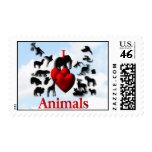 I Heart Animals Postage Stamp
