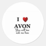 i heart avon - ask how round sticker