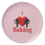 I Heart Baking Cute Pink Lace Desing Serving Plate