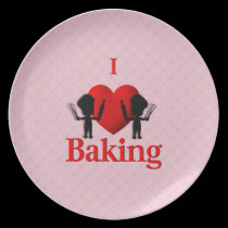 I Heart Baking Cute Pink Lace Desing Serving Plate plates