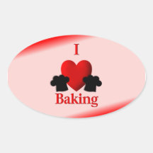 I Heart Baking Oval Sticker