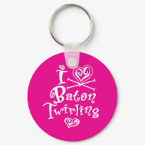 I Heart Baton Twirling keychains