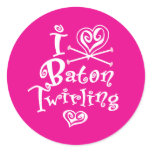 I Heart Baton Twirling Round Stickers