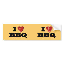 I heart BBQ, Steak Heart Shape Funny Grilling Bumper Stickers