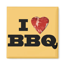 I heart BBQ, Steak Heart Shape Funny Grilling Magnets