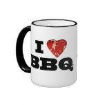 I heart BBQ, Steak Heart Shape Funny Grilling Coffee Mugs