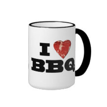 I heart BBQ, Steak Heart Shape Funny Grilling Coffee Mugs