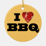 I heart BBQ, Steak Heart Shape Funny Grilling Christmas Tree Ornament