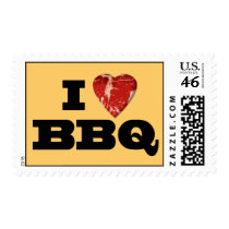 I heart BBQ, Steak Heart Shape Funny Grilling Stamp