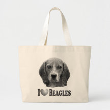 I Heart Beagles with Beagle Portrait Tote Bags