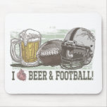 I Heart Beer and Football Mousepads