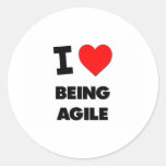 I Heart Being Agile Round Stickers