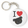 I Heart Black Pugs Keychains