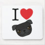 I Heart Black Pugs Mouse Pads