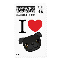 I Heart Black Pugs postage
