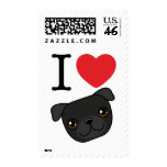 I Heart Black Pugs Stamp
