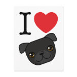 I Heart Black Pugs Postcard