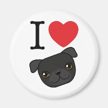 I Heart Black Pugs Refrigerator Magnet