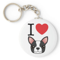 I Heart Boston Terriers Keychains