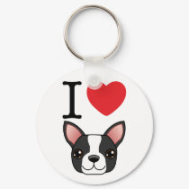 I Heart Boston Terriers keychains