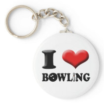 I Heart Bowling Keychain