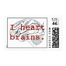 I heart brains. stamp