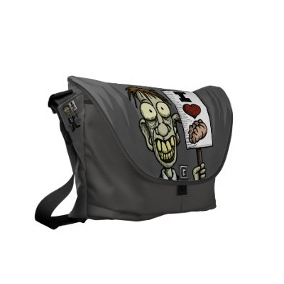 I Heart Brains Zombie Messenger Bag by wislander