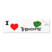 I heart bricks bumper stickers