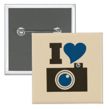 I Heart Camera Pinback Button