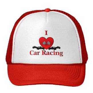 I Heart Car Racing Trucker Cap Hat