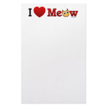 "I Heart Cats" "I Love Cats" Cat Stationary Stationery Paper