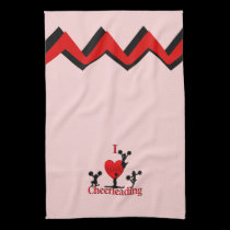 I Heart Cheerleading Art Deco Towels kitchen towels