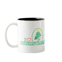 I Heart Christmas (Scribble X-mas Tree) mugs