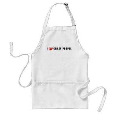I Heart Crazy People Apron by ghostdose