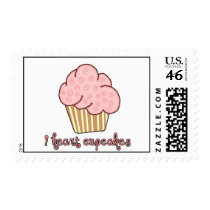 I Heart Cupcakes Postage Stamps