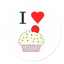 I heart Cupcakes Round Stickers