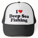 I Heart Deep Sea Fishing hats