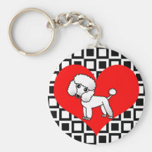 I Heart Dogs - White Poodle Key Chains