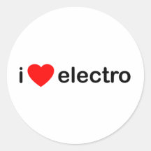 I Heart Electro Round Stickers