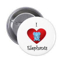 I heart elephants in blue pin