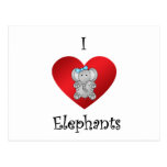 I heart elephants in gray and blue post cards