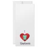 I heart elephants in light green custom rack cards