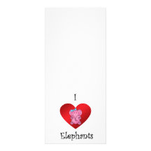 I heart elephants in pink and blue full color rack card