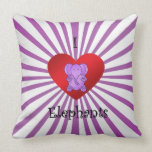 I heart elephants in purple throw pillows