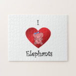 I heart elephants in red and blue puzzles