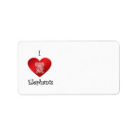 I heart elephants in red custom address labels