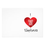 I heart elephants in red custom announcement