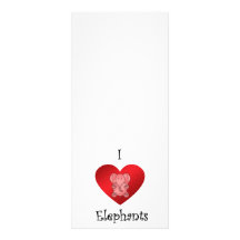 I heart elephants in red custom rack cards
